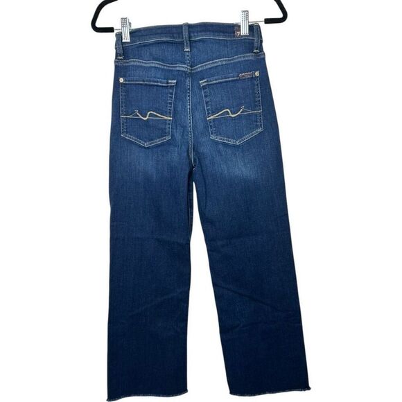 7 for all Mankind Cropped Alexa Jeans Size 27 Dark Wash Classic Closet Staple - Picture 2 of 15